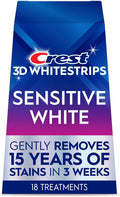 Crest 3DWhitestrips Sensitive White At-Home Teeth Whitening Kit, 18 Treatments, Gently Removes 15 Years of Stains